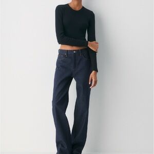 aritzia tna xs home stretch rib crew waist long sleeve